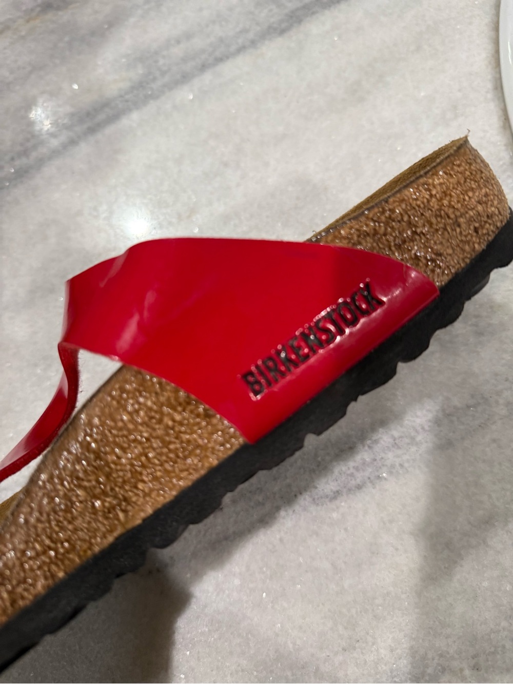 Birkenstock Women’s Gizeh Patent Red Thong Sandals - Picture 3 of 4